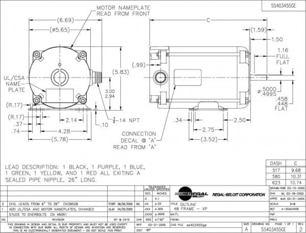 Marathon Electric Motors Wiring Diagram - 5kcr48tn2351cx GE motor mtrge