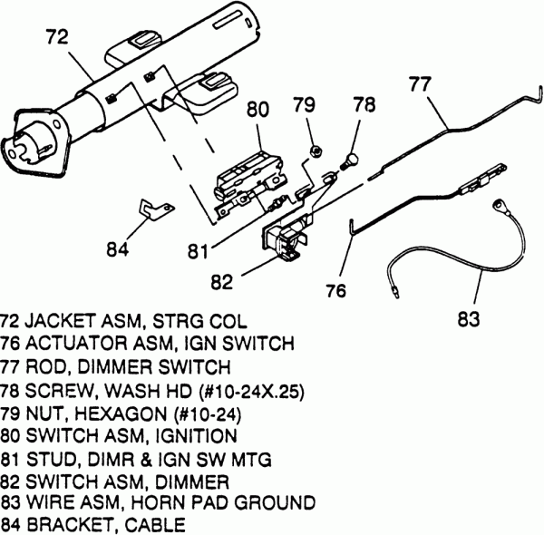 Ignition Switch Actuator Rod