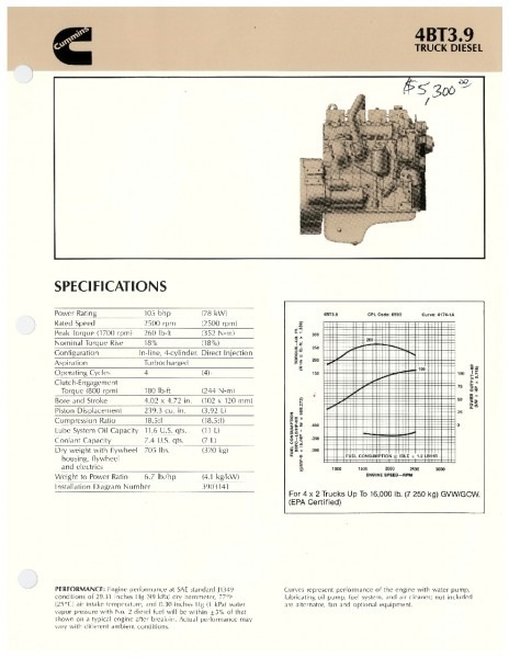 Cummins 4bt 3 9l Complete Engine Cummins 4bt 3 9l Complete Engine