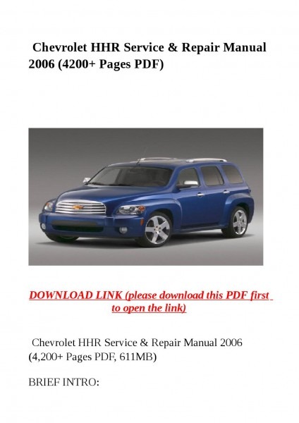 2011 CHEVY HHR REPAIR MANUAL PDF FREE DOWNLOAD intelligence overview