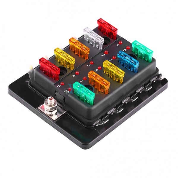 10 Way Atc Ato Circuit Blade Fuse Box Block Holder Led Light For 10 Way Atc Ato Circuit Blade Fuse Box Block Holder Led Light For