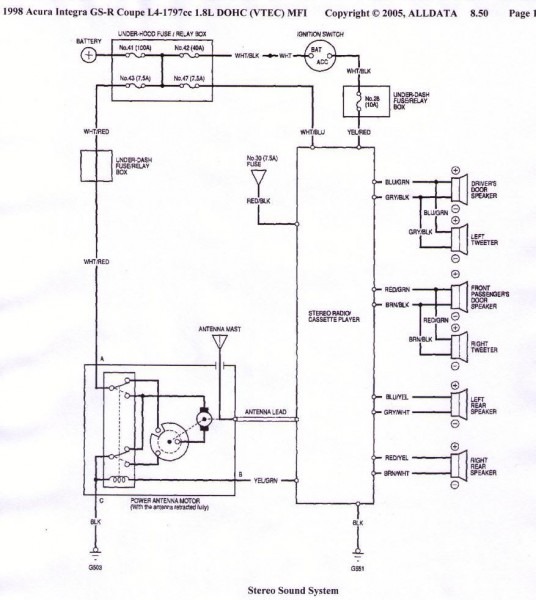 1998 Acura Integra Radio Wiring Diagram