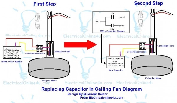 Ceiling Fan 2 Wire Capacitor Wiring Diagram