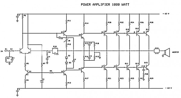 500 Watts Amplifier Circuit Diagram