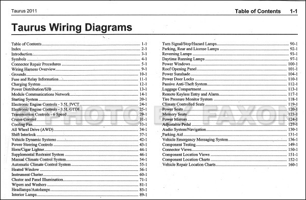 2011 Ford Taurus Wiring Diagram Manual Original 2011 Ford Taurus Wiring Diagram Manual Original