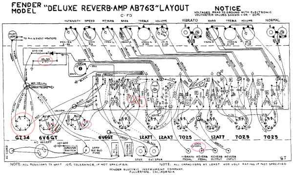 Fender Deluxe Reverb Tube Layout