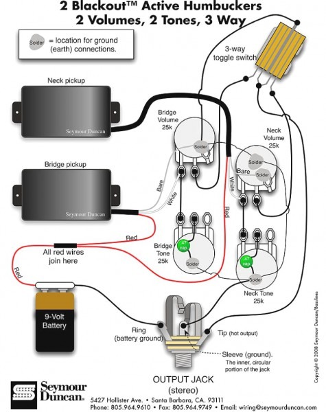 1 Volume 1 Tone 2 Humbucking Emg Active Wirin - Car Wiring Diagram