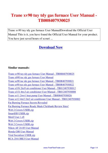 Trane Xv90 Tuy Tdy Gas Furnace User Manual By Hong Lii Trane Xv90 Tuy Tdy Gas Furnace User Manual By Hong Lii