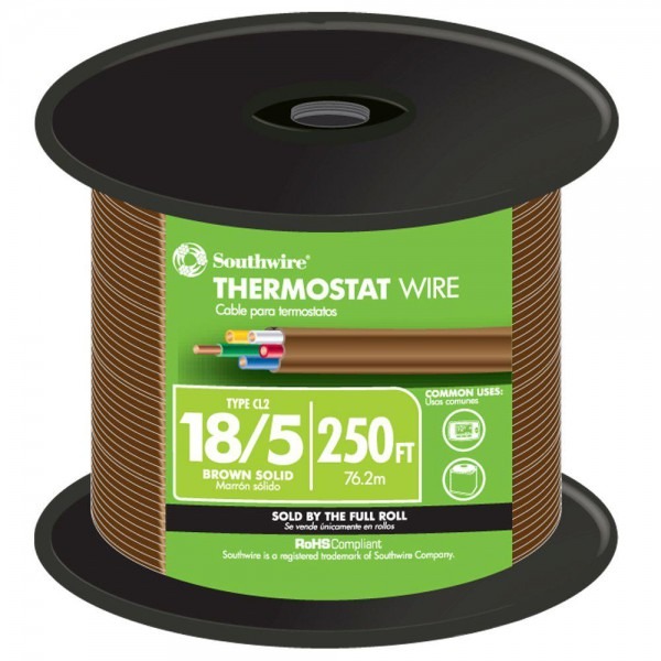 Southwire 250 Ft 18 5 Brown Solid Cu Cl2 Thermostat Wire Southwire 250 Ft 18 5 Brown Solid Cu Cl2 Thermostat Wire