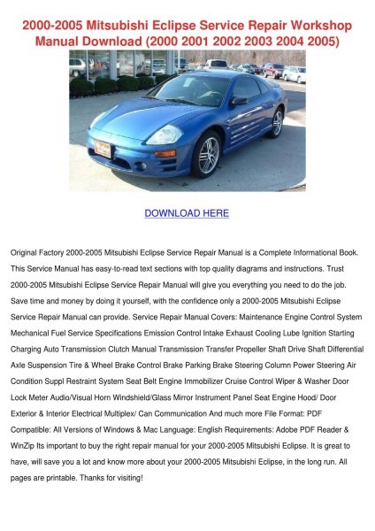 2003 MITSUBISHI ECLIPSE OWNERS MANUAL visual data 5