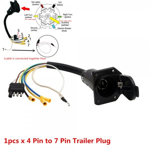 4 Flat To 7 Way Rv Trailer Light Plug Wire Harness Converter 4 Flat To 7 Way Rv Trailer Light Plug Wire Harness Converter