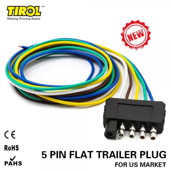 Tirol 5 Way Flat Trailer Wire Harness Extension Connector Plug Tirol 5 Way Flat Trailer Wire Harness Extension Connector Plug